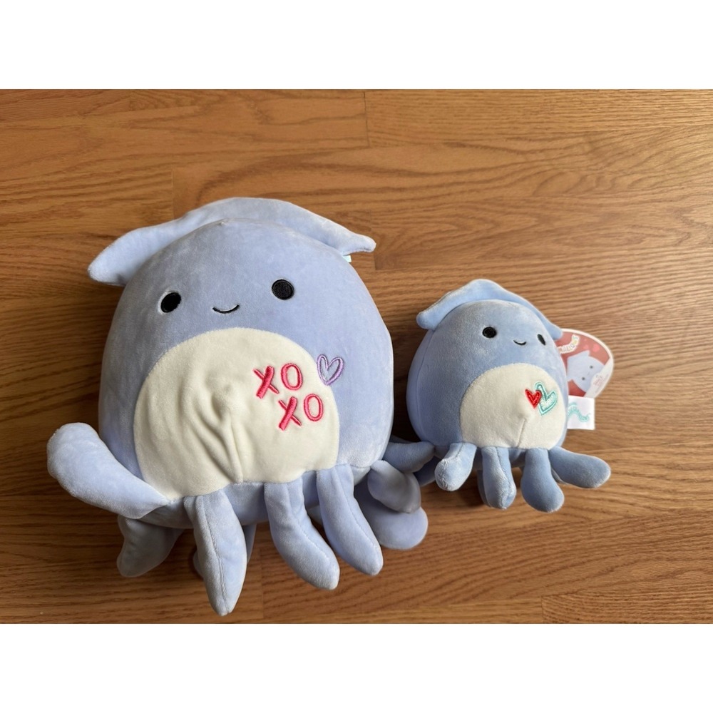 Squishmallow Stacy the‎ Squid Valentine Lot 12" XOXO 8" Hearts Plush Kellytoy
